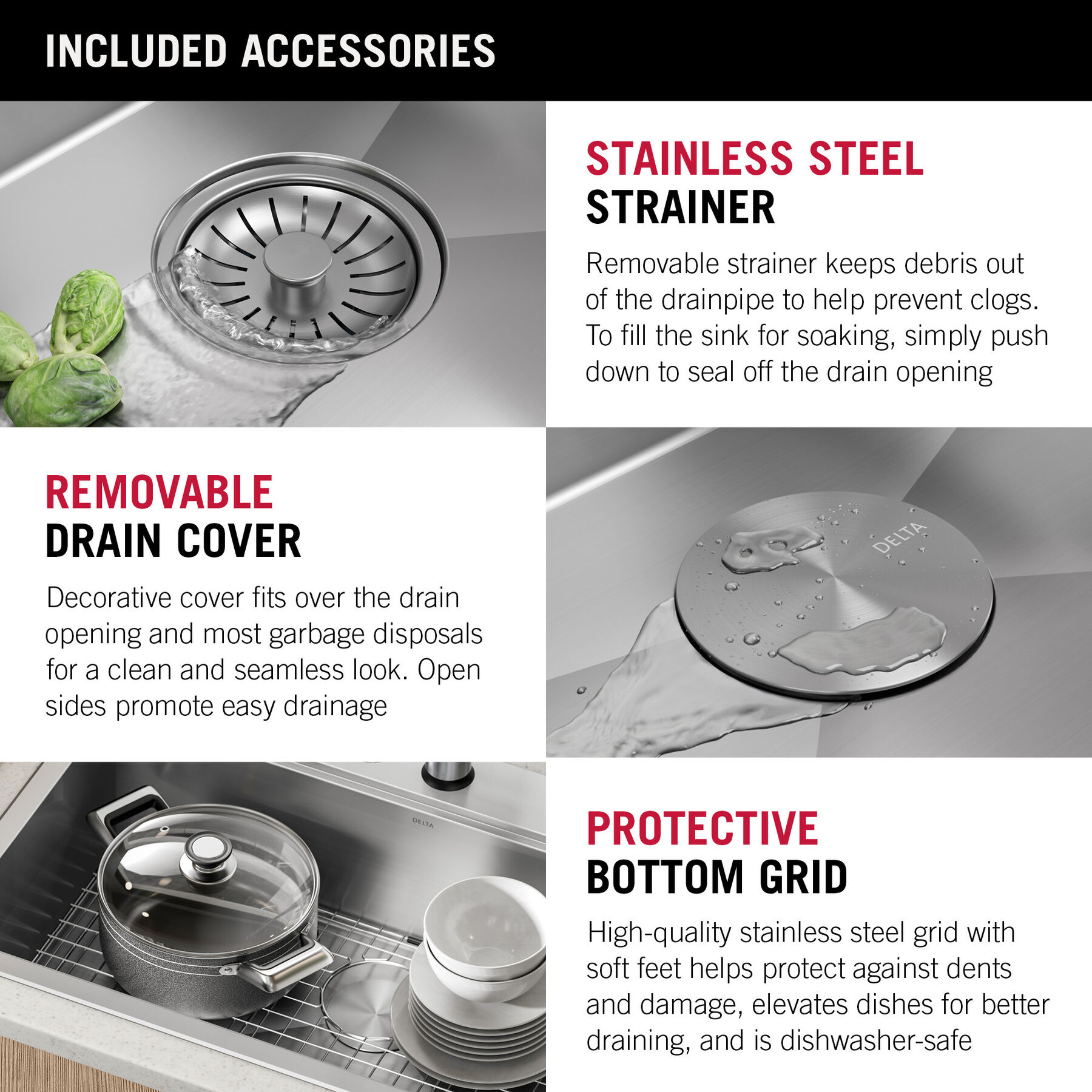 33” Workstation Kitchen Sink Drop-In Top Mount 16 Gauge Stainless Steel Single Bowl with WorkFlow™ Ledge and Accessories, image 2